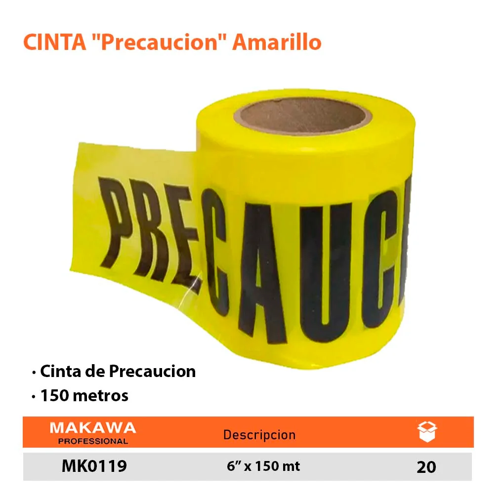 CINTA "Precaucion" Amarillo (PELIGRO HTB) MKW 6"
