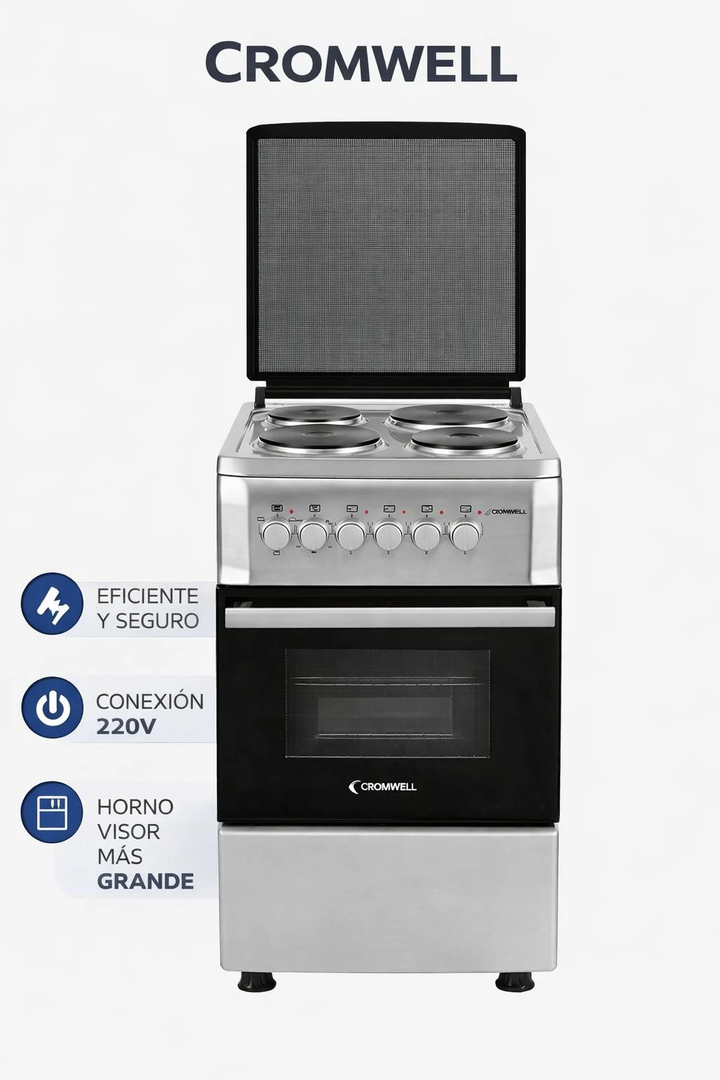 Cocina Cromwell Inoxidable FSC50ES eléctrica 4 hornallas 220V puerta con visor