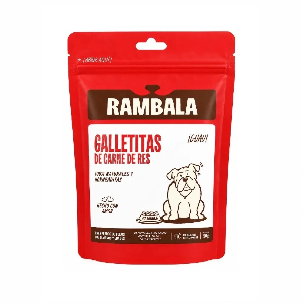 Snacks Galletas De Carne De Res Para Perros Rambala X 50 Gramos