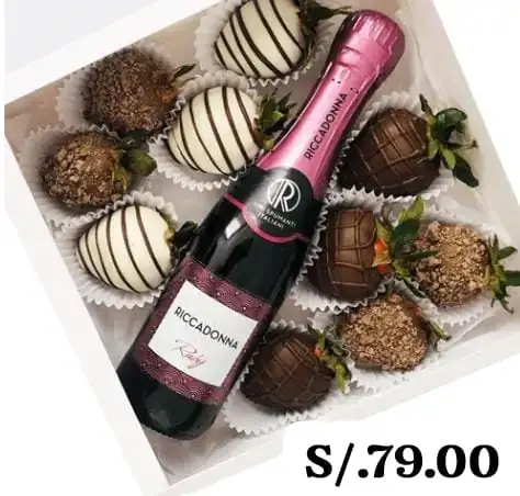 Cajita de chocofresas + vino