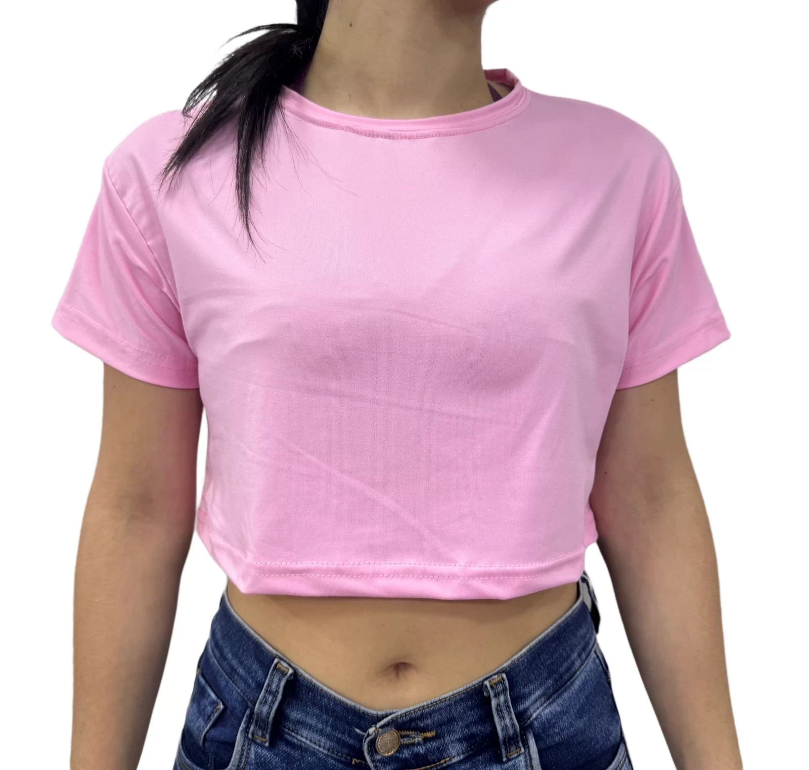 Crop Top Rosa Barbie Camiseta