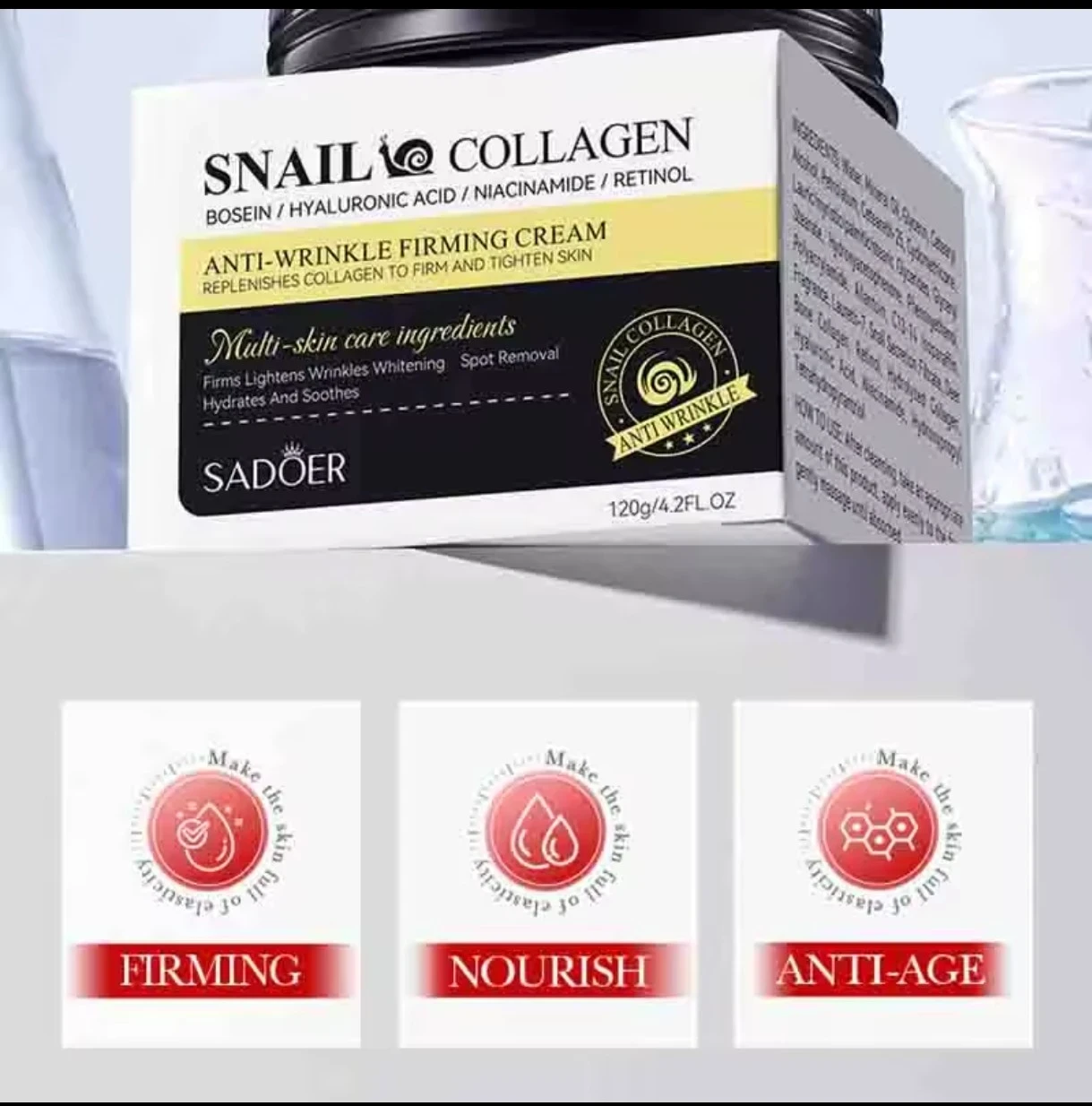 Crema SADOER Snail Collagen: Firmeza y Regeneración Total 🐌 4