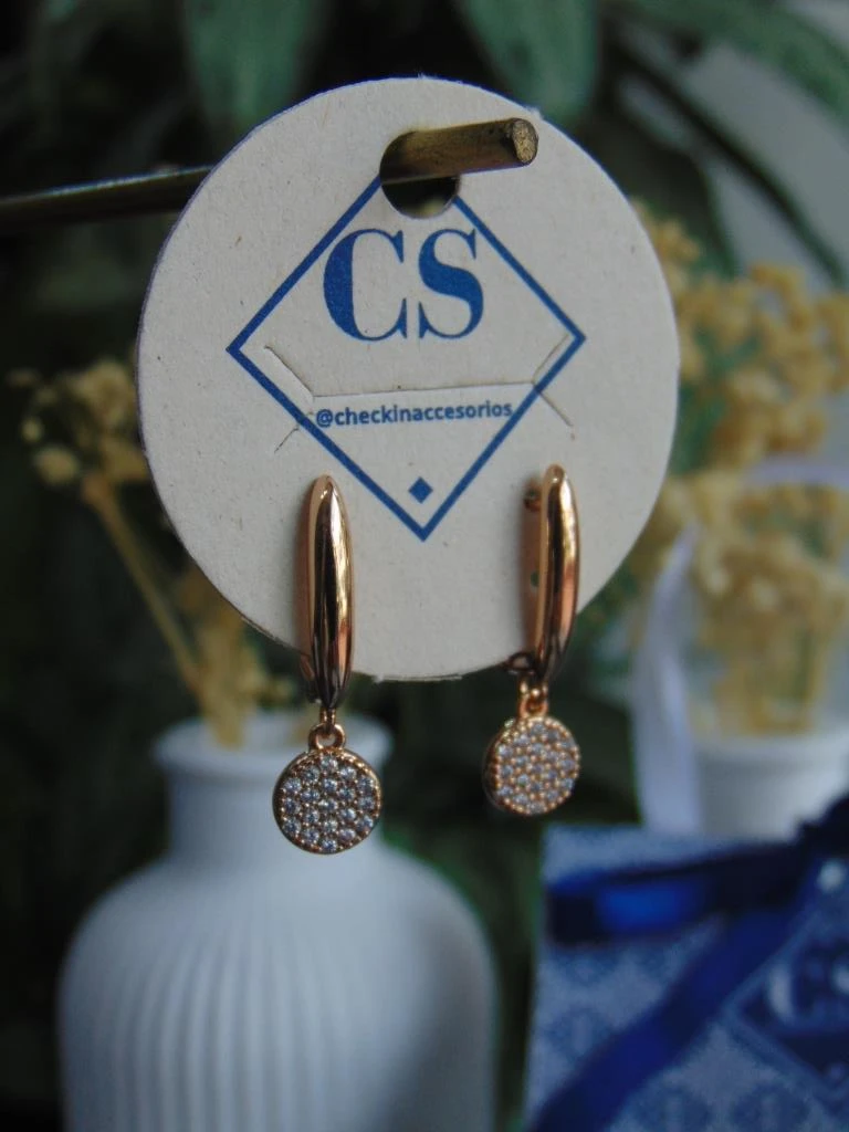 CANDONGA RODIO DOR ROSA DIJE MONEDA MICROCIRCONES
