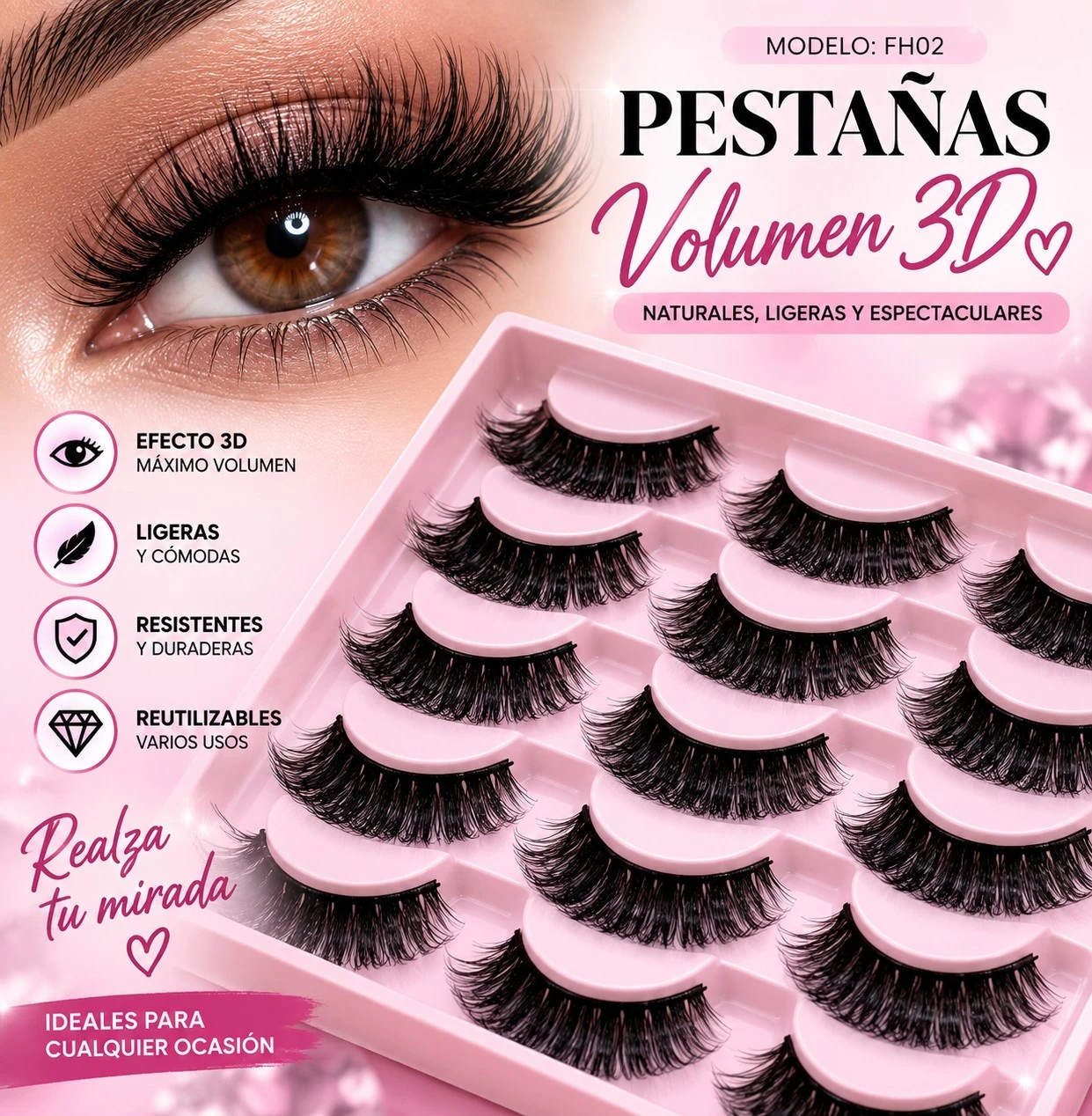 lumera tablon de pestaña x14 pcs Dramatic 3D FH02