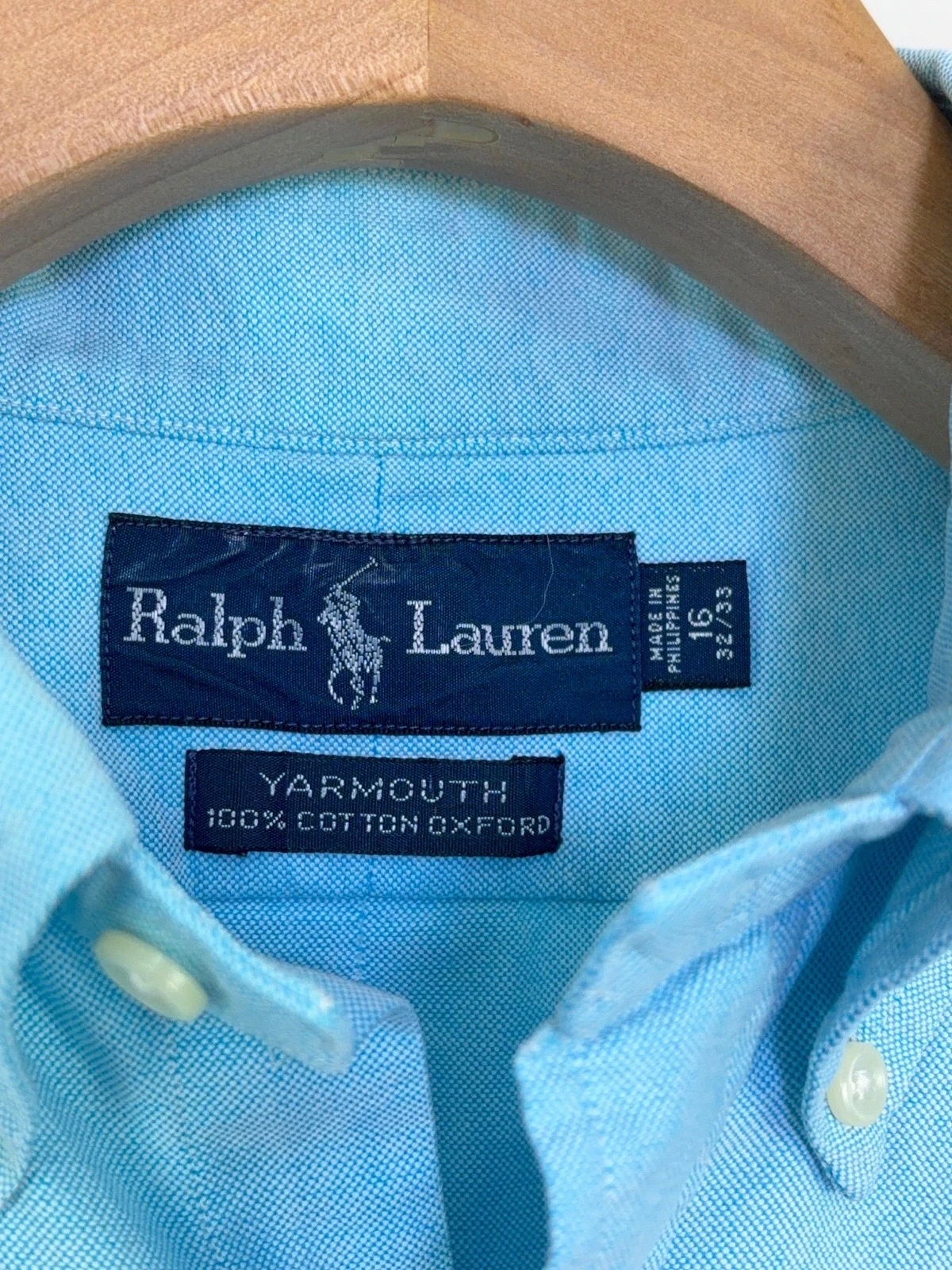 Camisa Button-Down Polo Ralph Lauren Yarmouth 100% Algodón Oxford - Azul Cielo  4