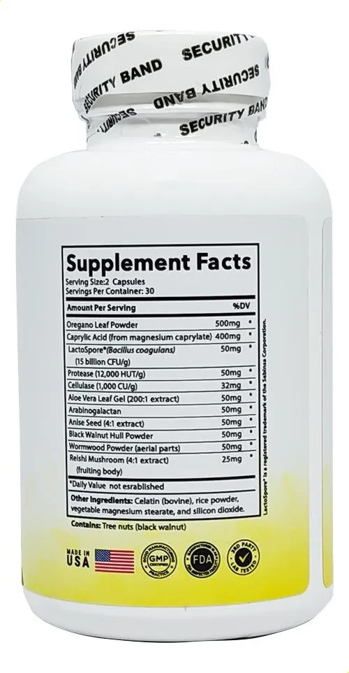 Candida Cleanse Con Orégano, Ácido Caprílico Y Enzimas Sin Sabor 2