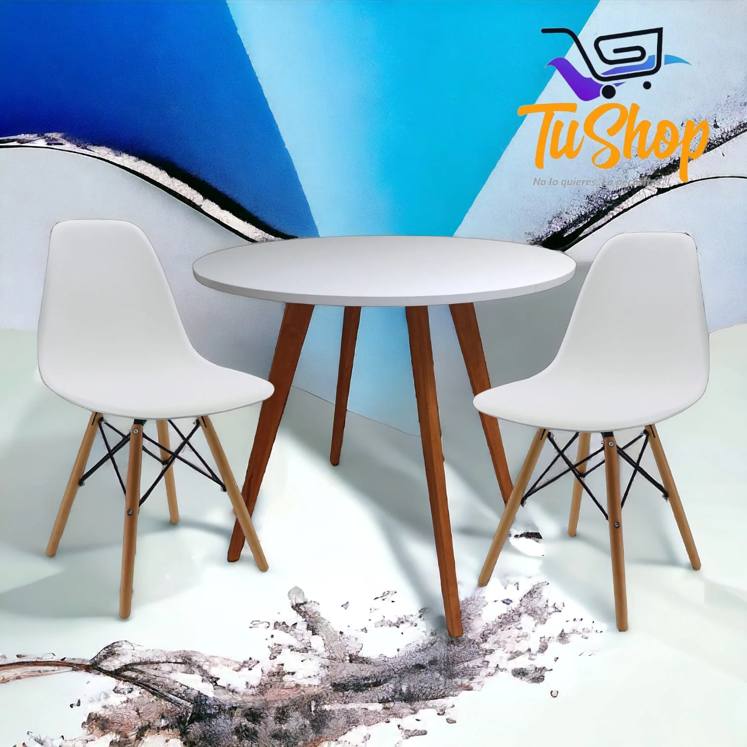 Comedor Nórdico Blanco+ 2 Sillas Eames 