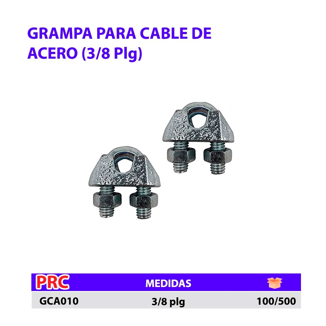 GRAMPA P/CABLE DE ACERO 3/8"