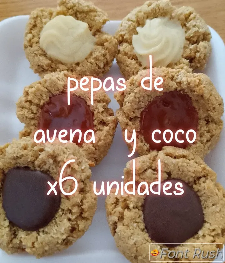 pepas de avena y coco surtidas x6