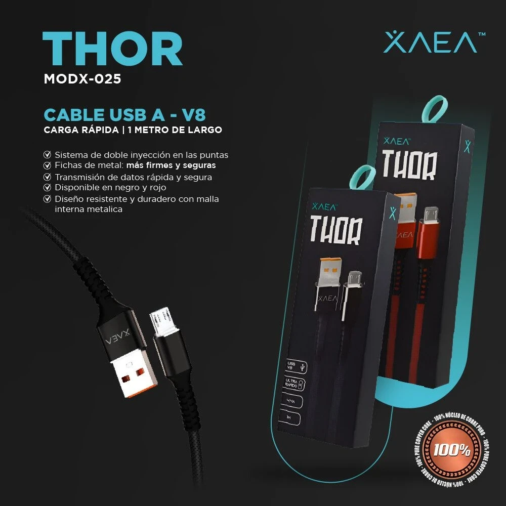 CABLE USB MODX-027 THOR LIGHTNING – XAEA – ROJO Iniciar sesión para ver precios 3