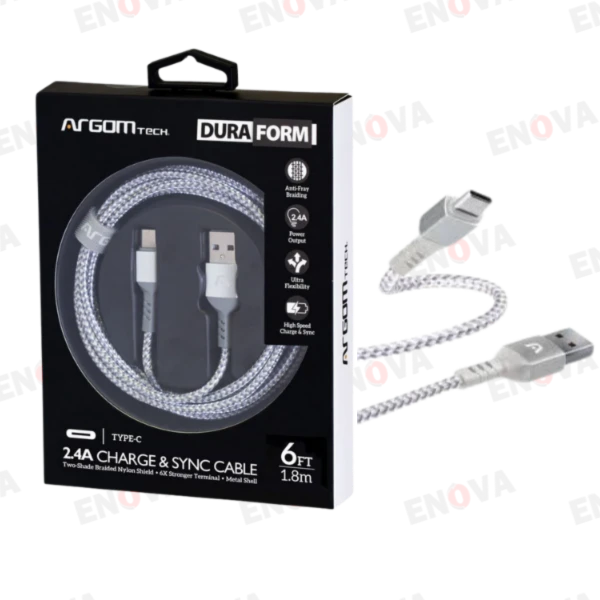 Cable Type?C a USB 2.0, trenzado, 1.8 m, blanco
