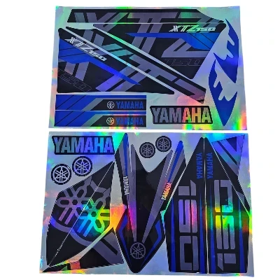XTZ 150 Calcomanias 2025 Tornasol gris con azul