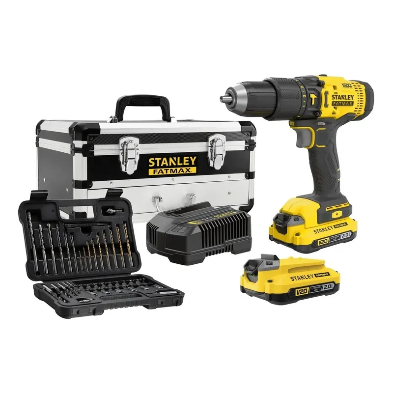Combo Taladro Percutor 20v Stanley Baterías Cargador Caja