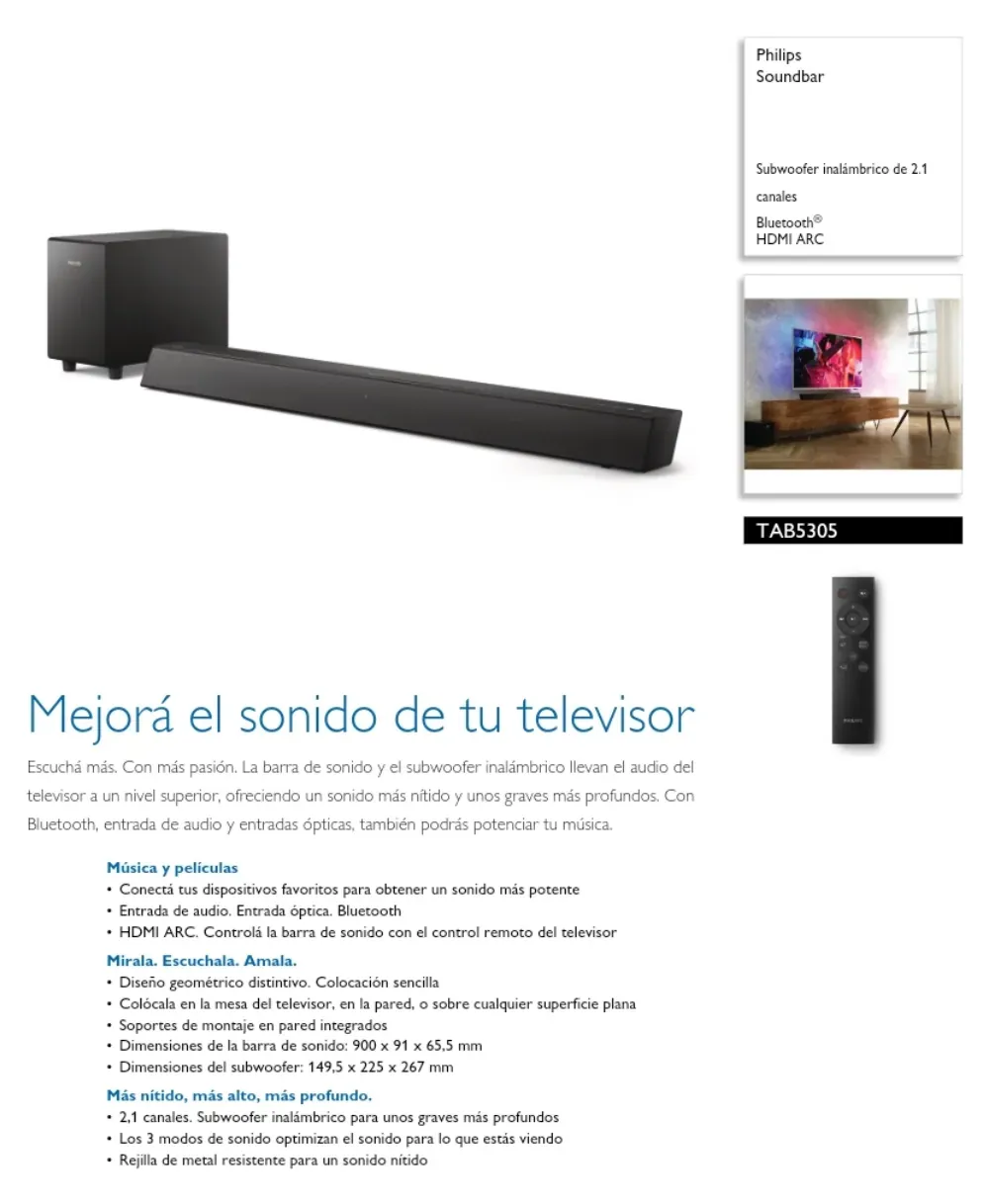 Barra De Sonido Philips Tab5305/77 2