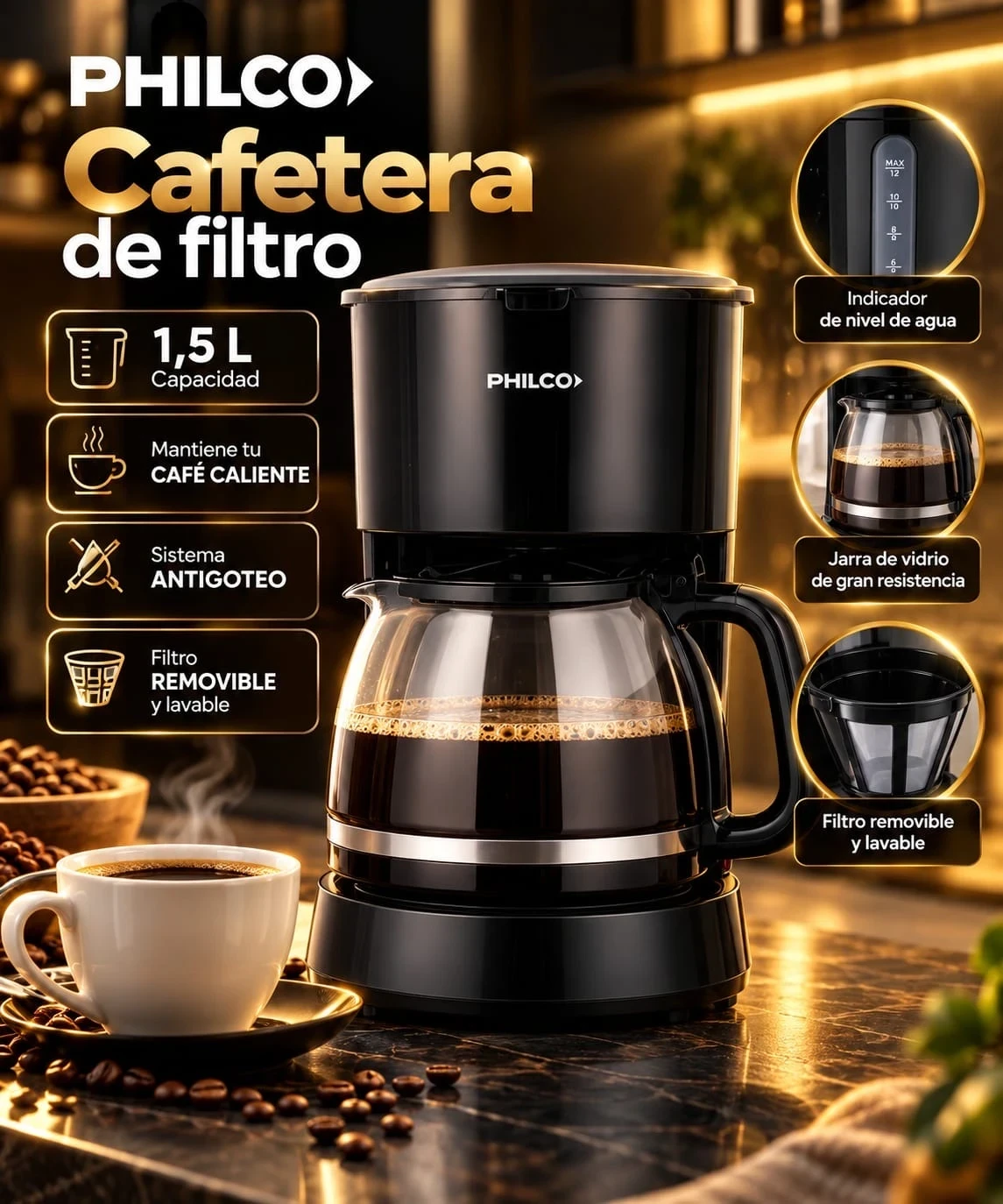 CAFETERA PHILCO DE FILTRO *CONSULTAR DISPONIBILIDAD CON EL VENDEDOR*