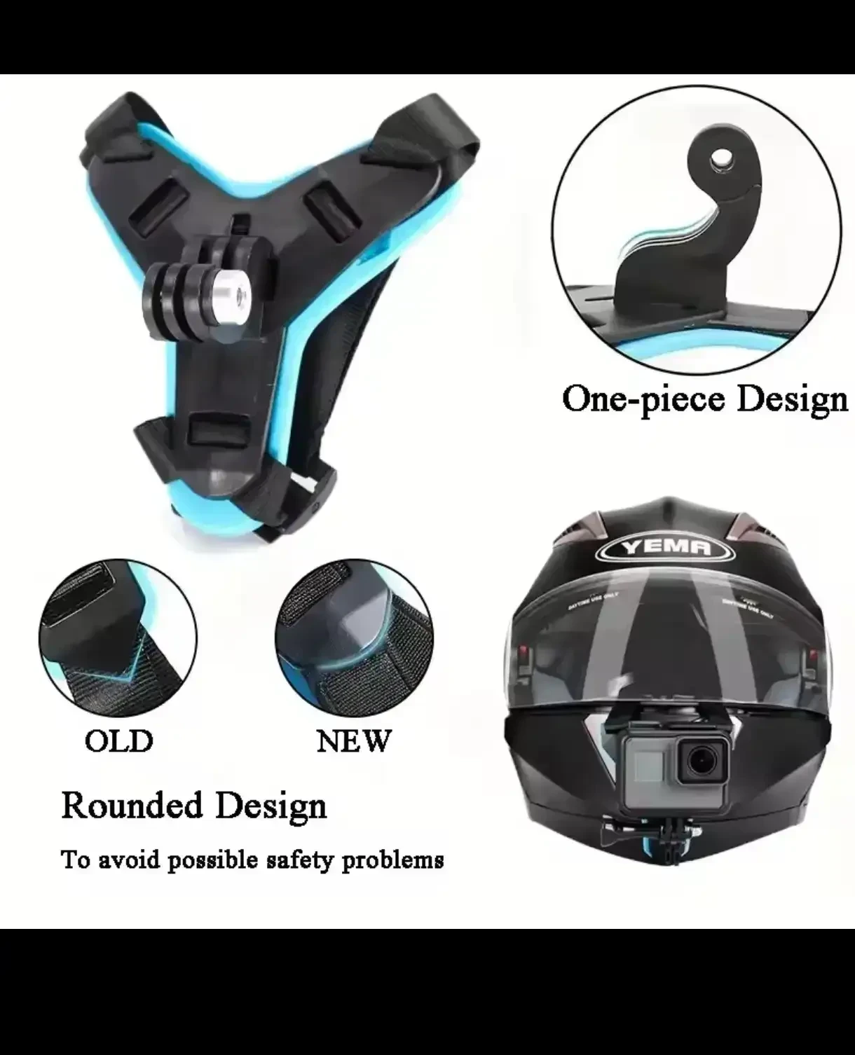 Soporte de Barbilla para Casco Moto - Base Premium para Cámara de Acción (Negro Total) 2