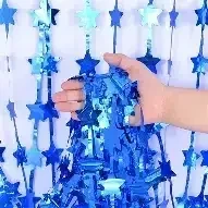 CORTINA METALIZADA ESTRELLA AZUL