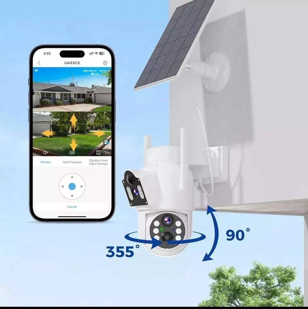 CÁMARA SOLAR EXTERIOR 360° DOBLE LENTE 5