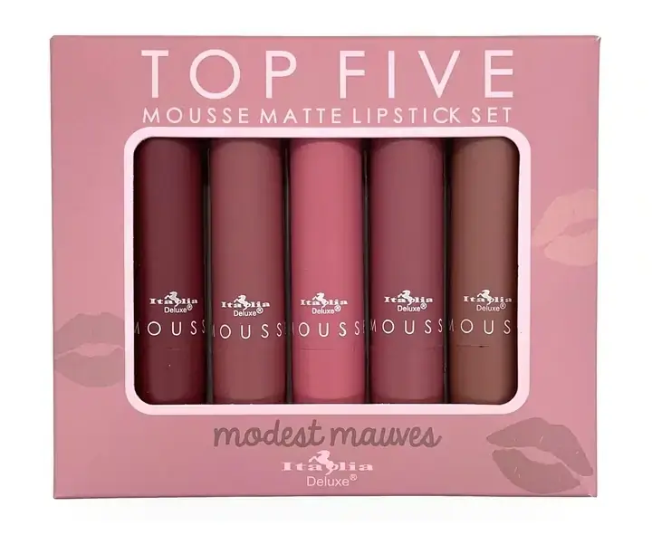 TOP FIVE SET DE 5 LABIALES MATE MOUSSE COLECCIÓN MAUVES