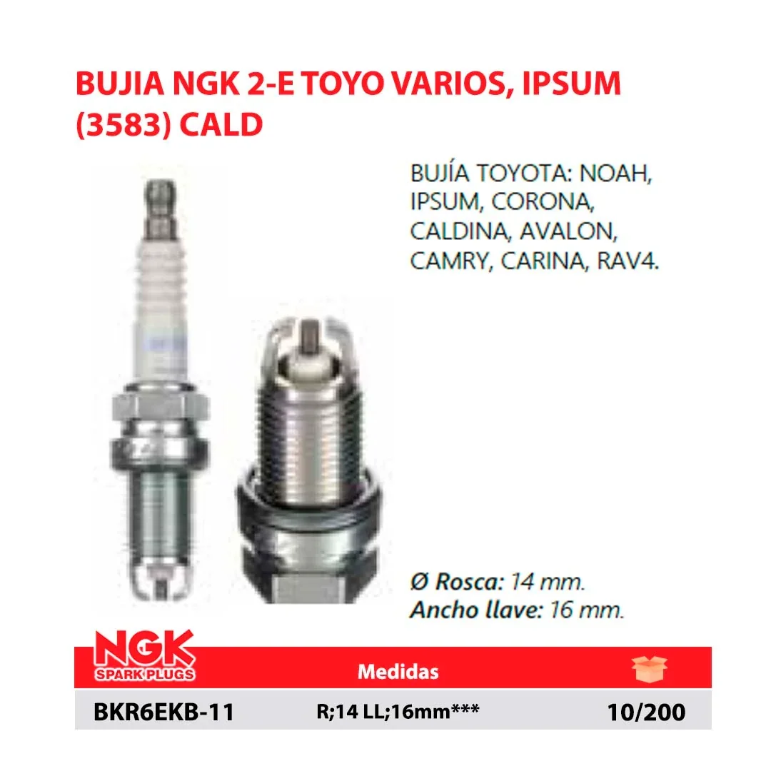BUJIA NGK 2-E TOYO VARIOS, IPSUM (3583) CALD R;14 LL;16mm***