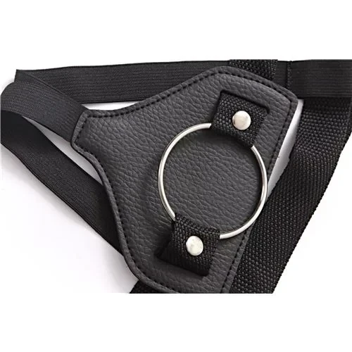 Arnes Con Aro 5Cm Eco Cuero Negro -Correa Regulable 2