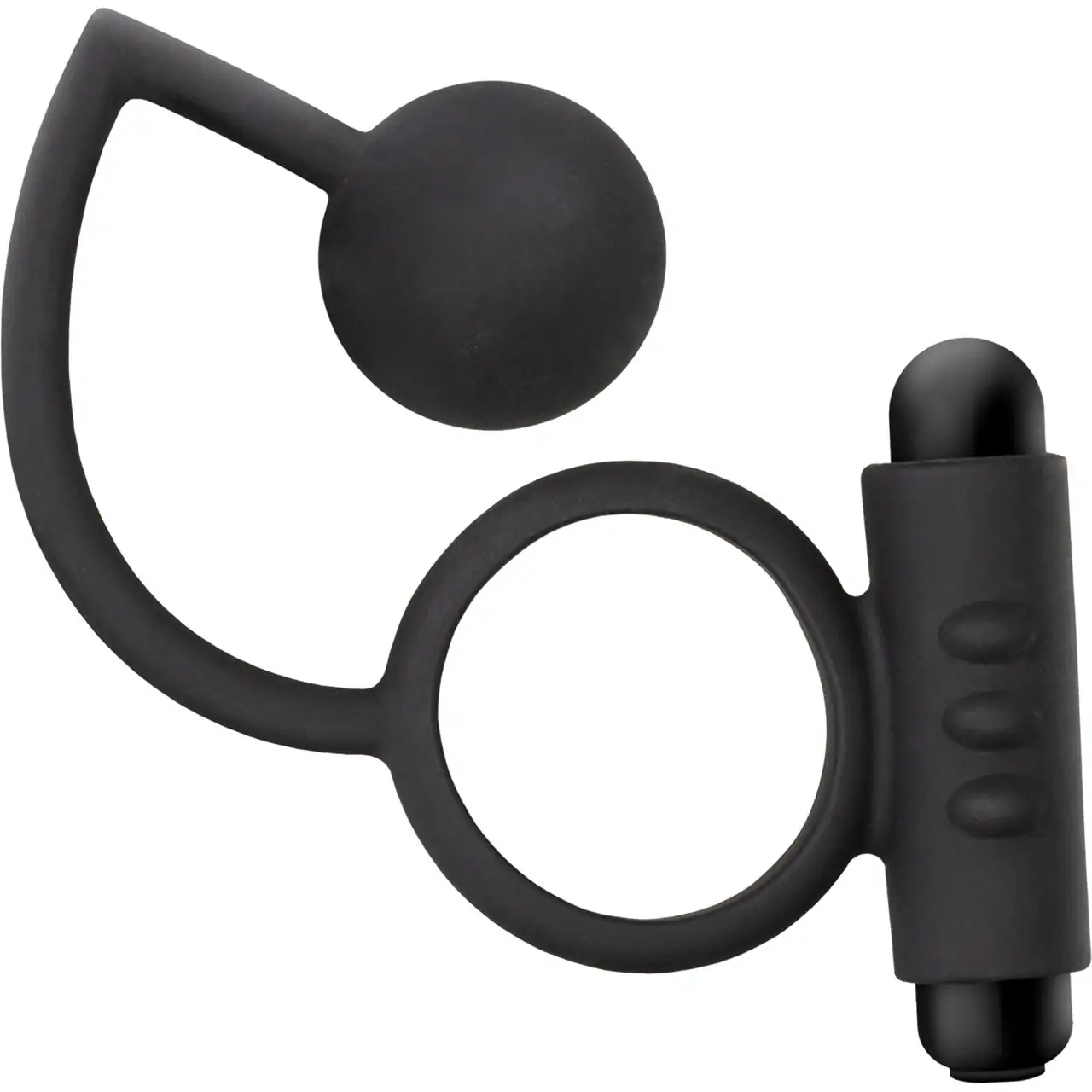 Silicone Anal Ball with Vibrating C-Ring Black 2