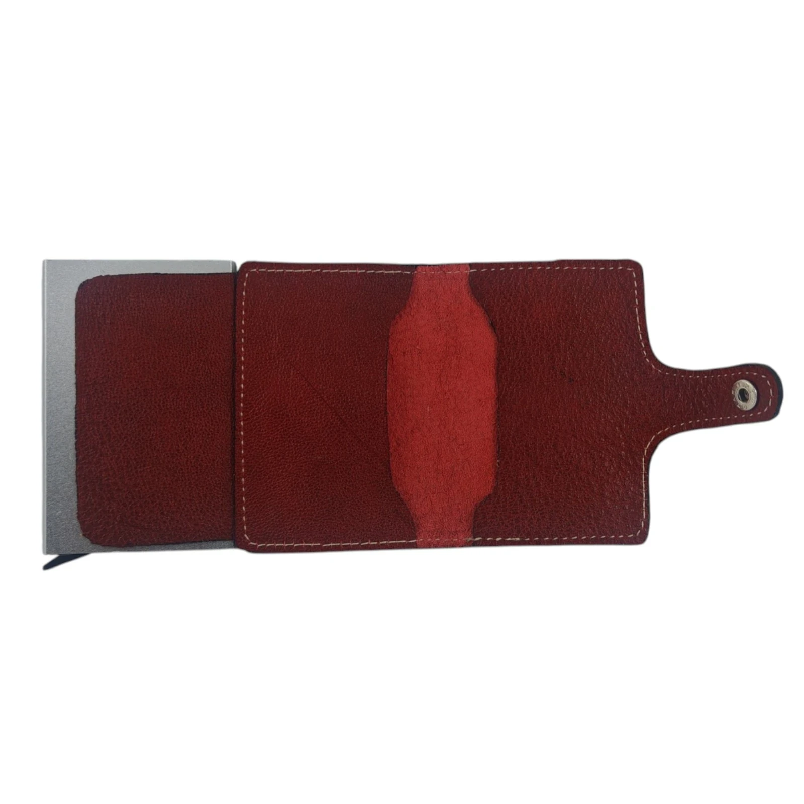 Tarjetero con protección anticlonacion cuero  ROJO 4