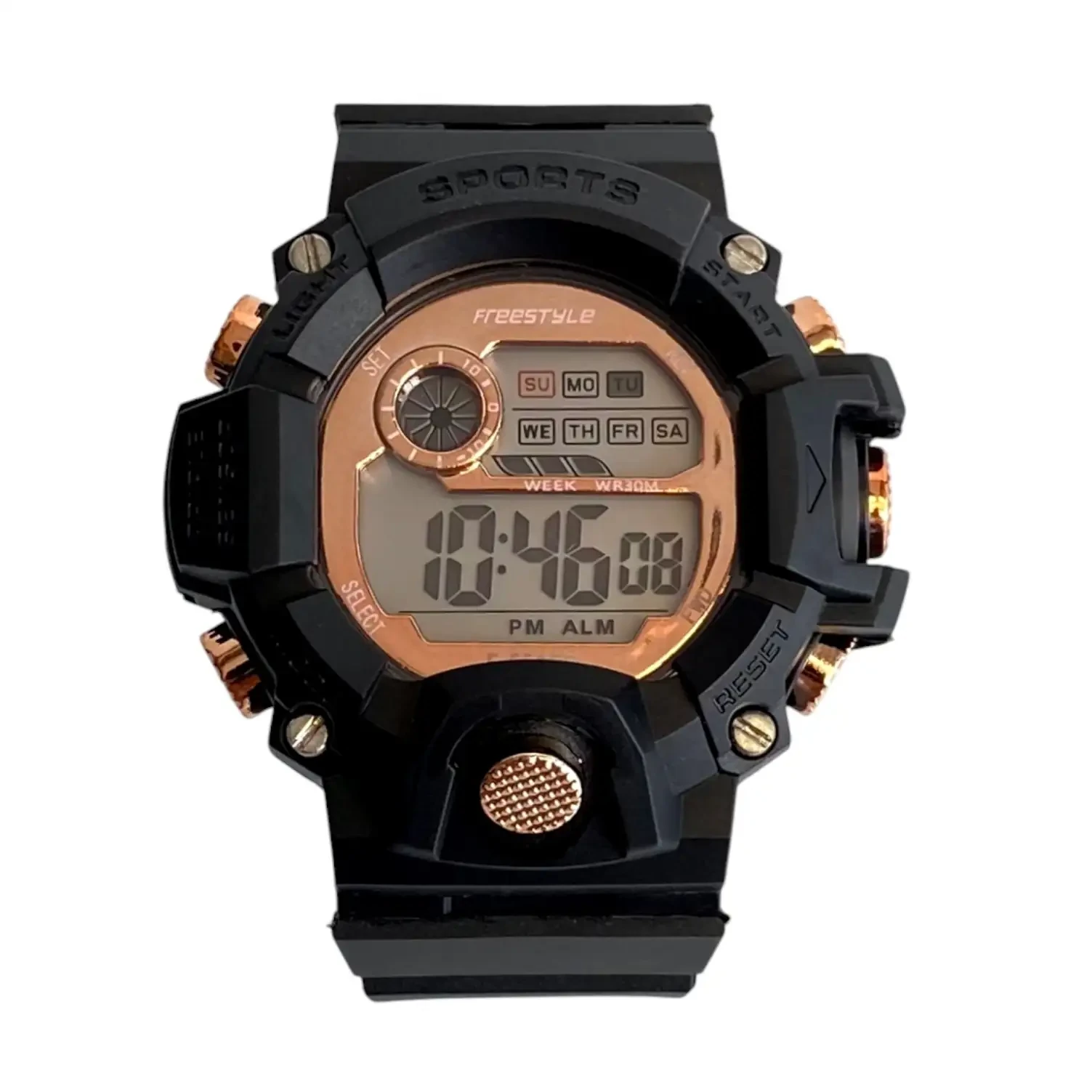 Reloj Deportivo Digital Sumergible Negro Oro Rosa 2