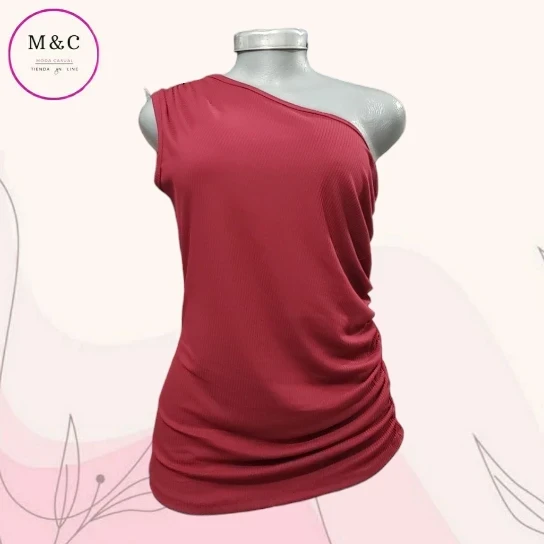 Blusa rib de un solo hombro