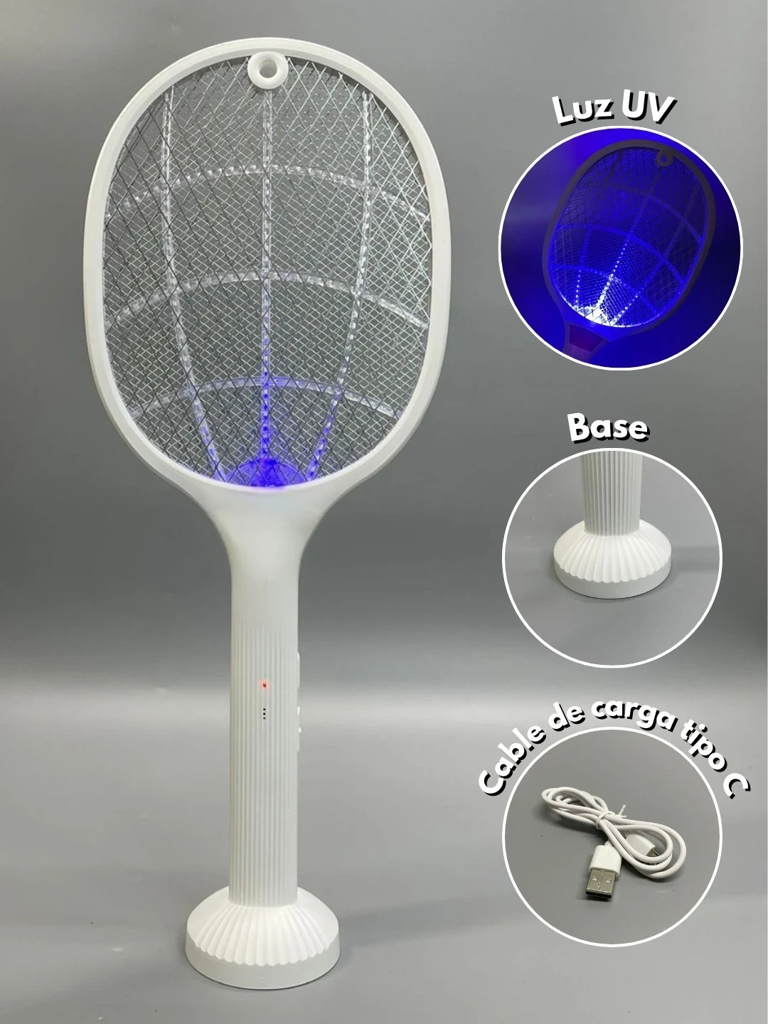 🏸 *RAQUETA MATA MOSQUITO CON BASE Y LUZ UV* 🦟 2
