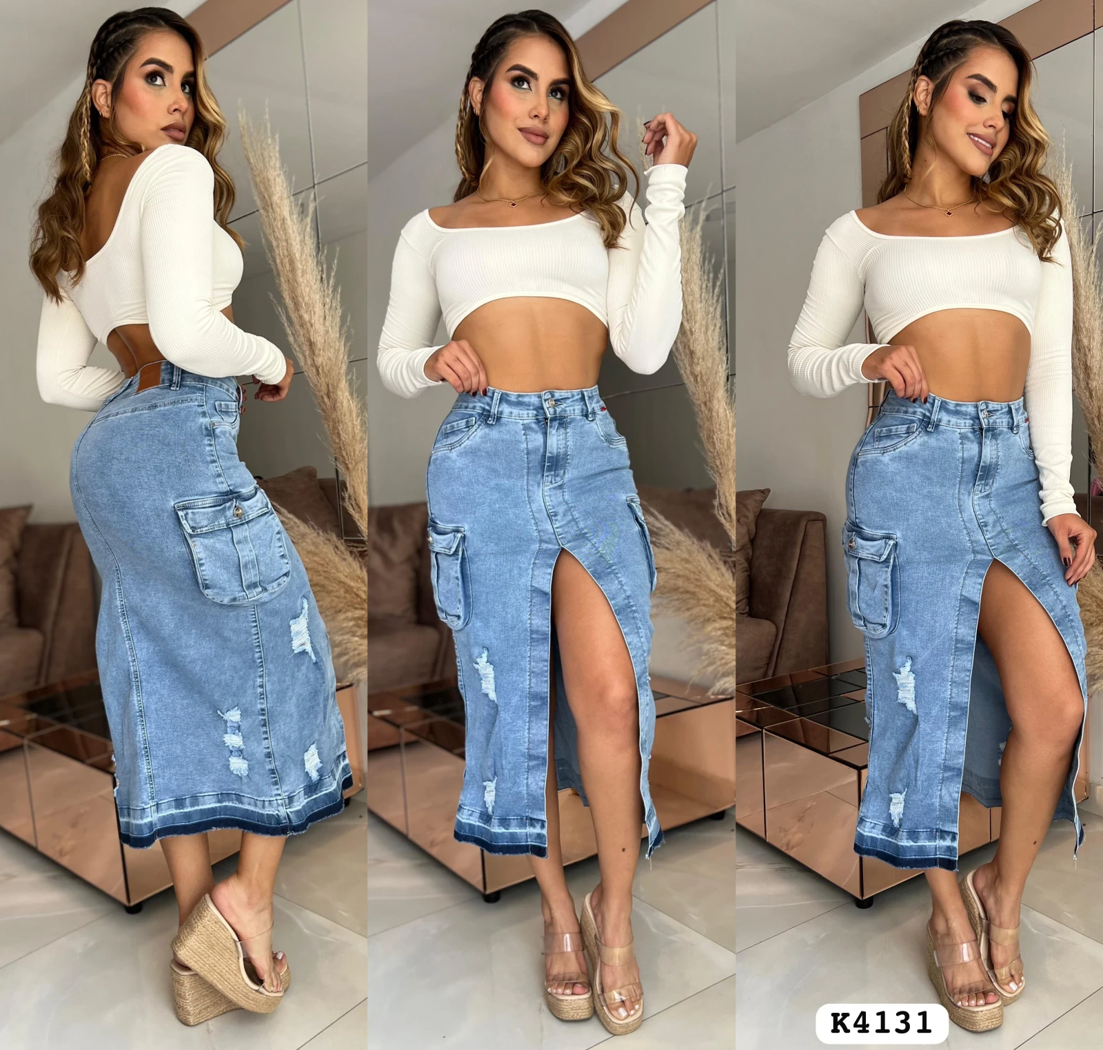 Falda cargo larga Strech