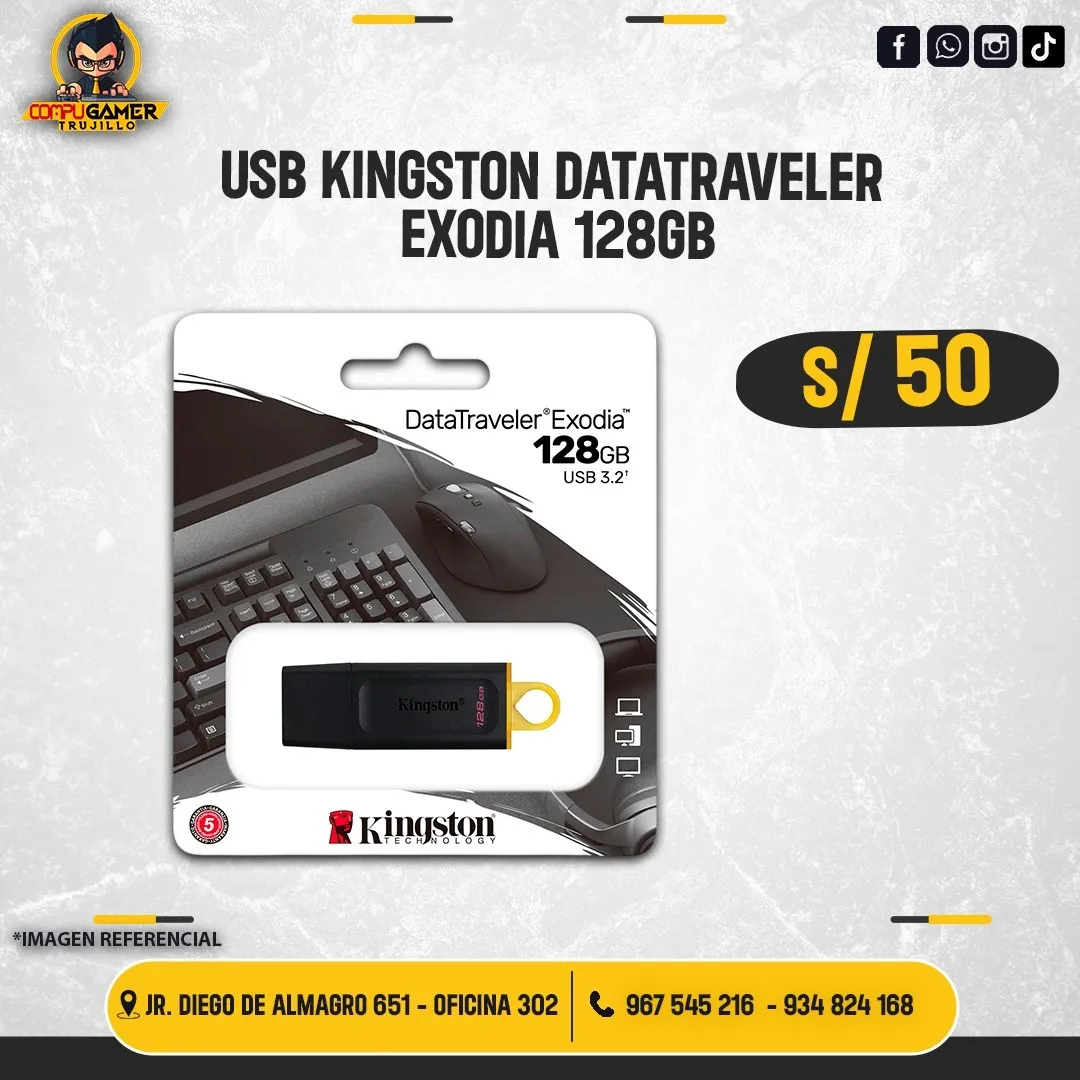USB 3.2 GEN 1 FLASH KINGSTON 128GB DATATRAVELER EXODIA