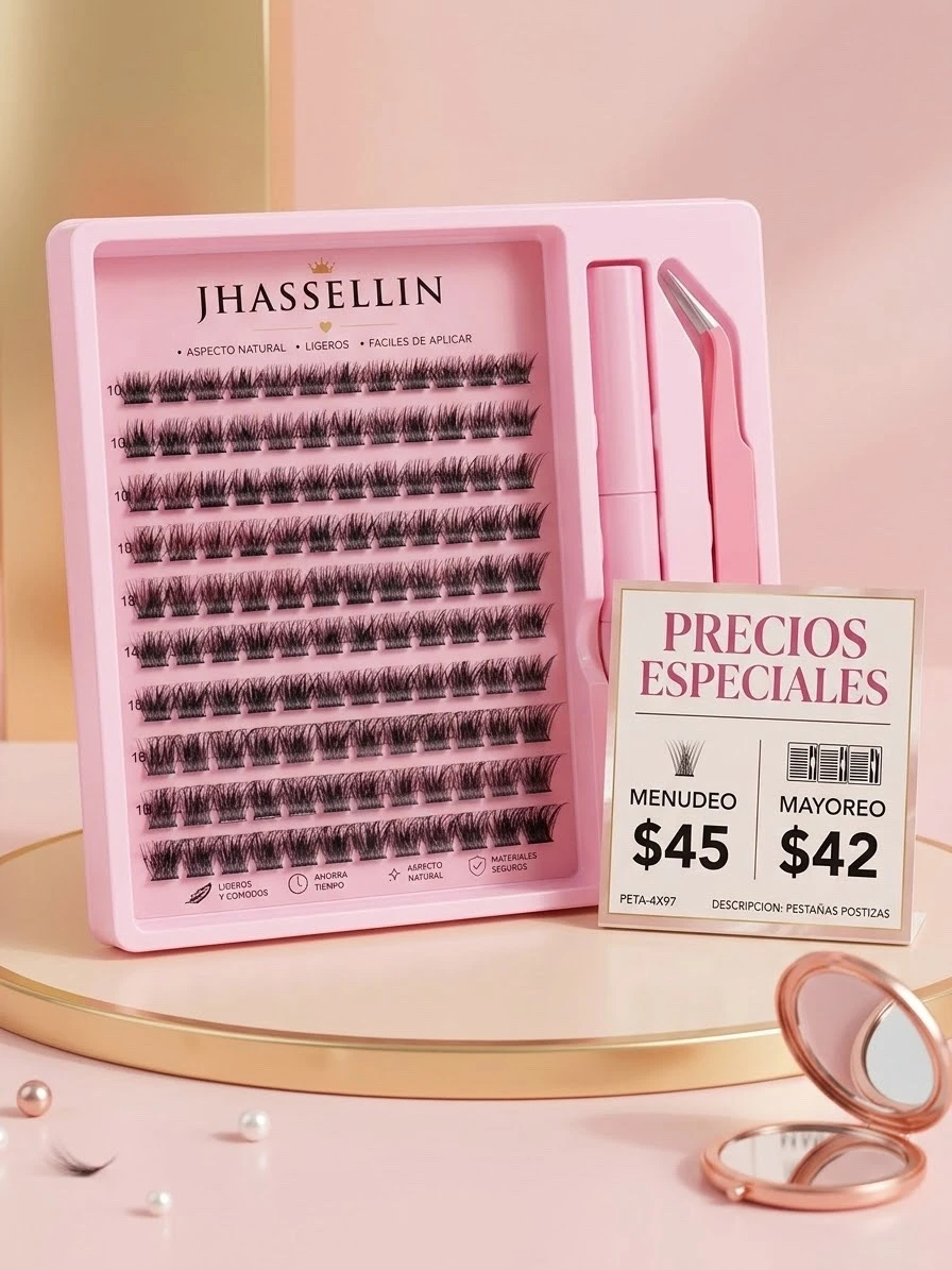 Kit de Pestañas Postizas Individuales JHASSELLIN – Aspecto Natural, Ligeras y Reutilizables con Pinzas y Aplicador Incluidos