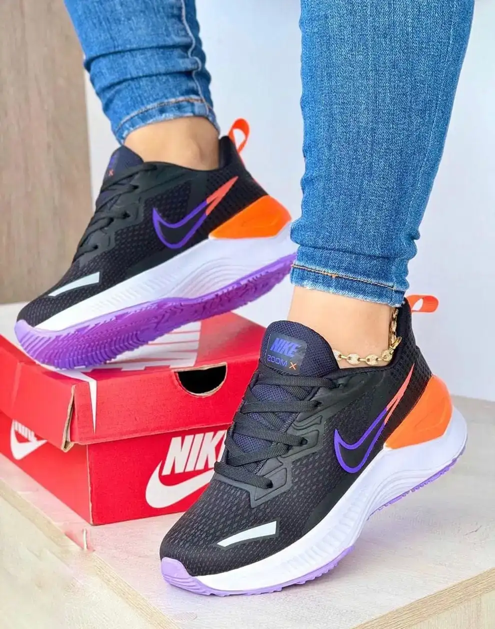 Tenis Nike Zoom X Negro Naranja Dama