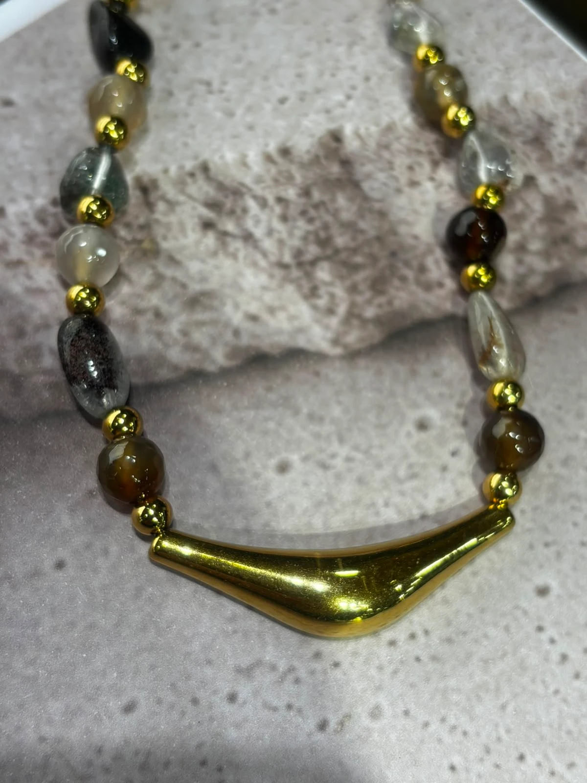 collar acero con enchape en oro 