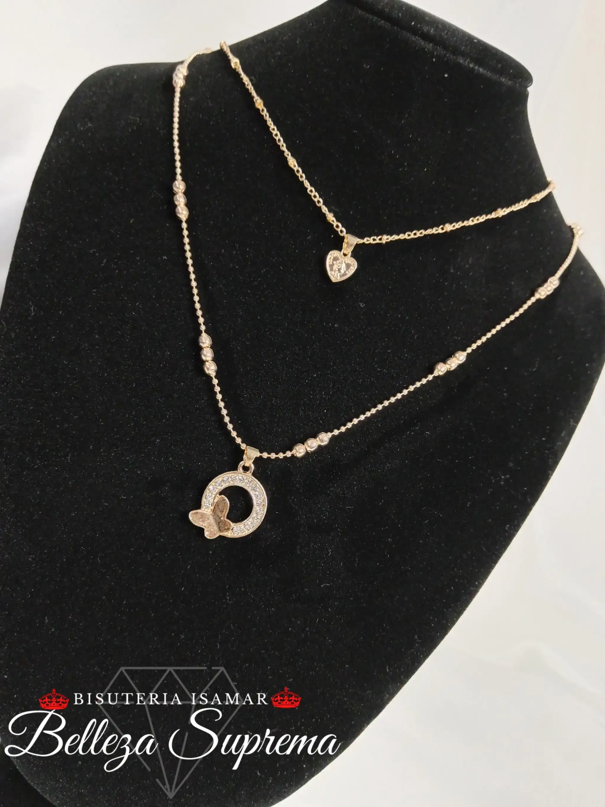 COLLAR DOBLE CAÍDA MARIPOSA Y CENTAVO 4