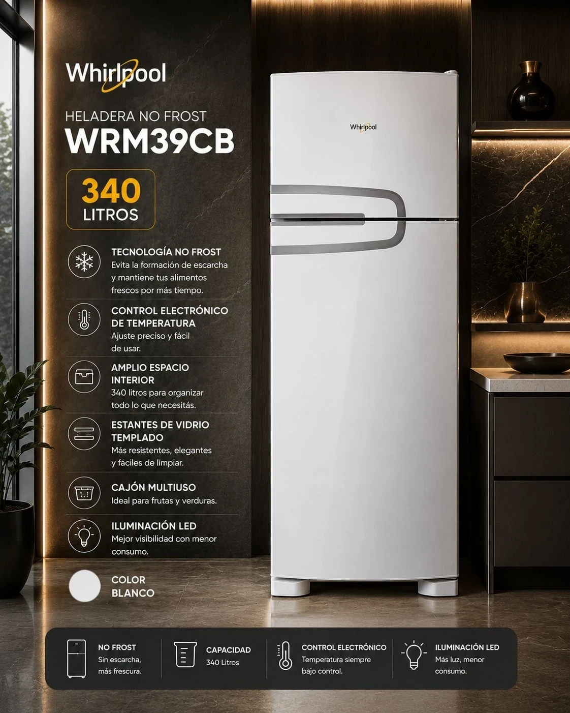 HELADERA WHIRLPOOL BLANCA NO FROST 340LTS ‼️SOLO POR PEDIDOS ‼️