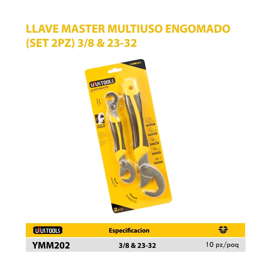 LLAVE MASTER MULTIUSO ENGOMADO (SET 2PZ) 3/8 & 23-32