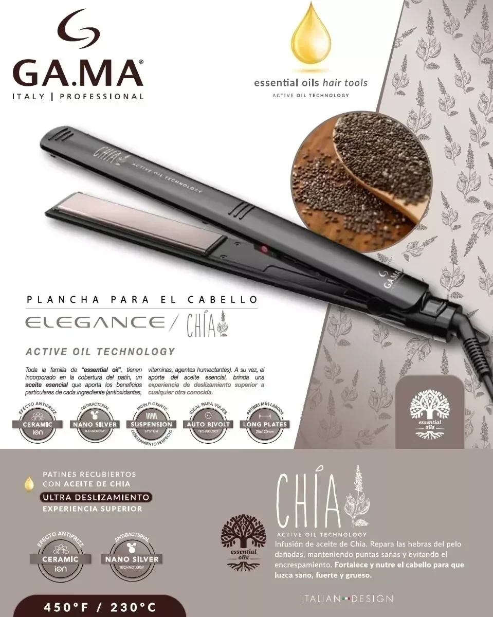 Planchita De Pelo Gama Chia Elegance Con Aceite De Chia 2