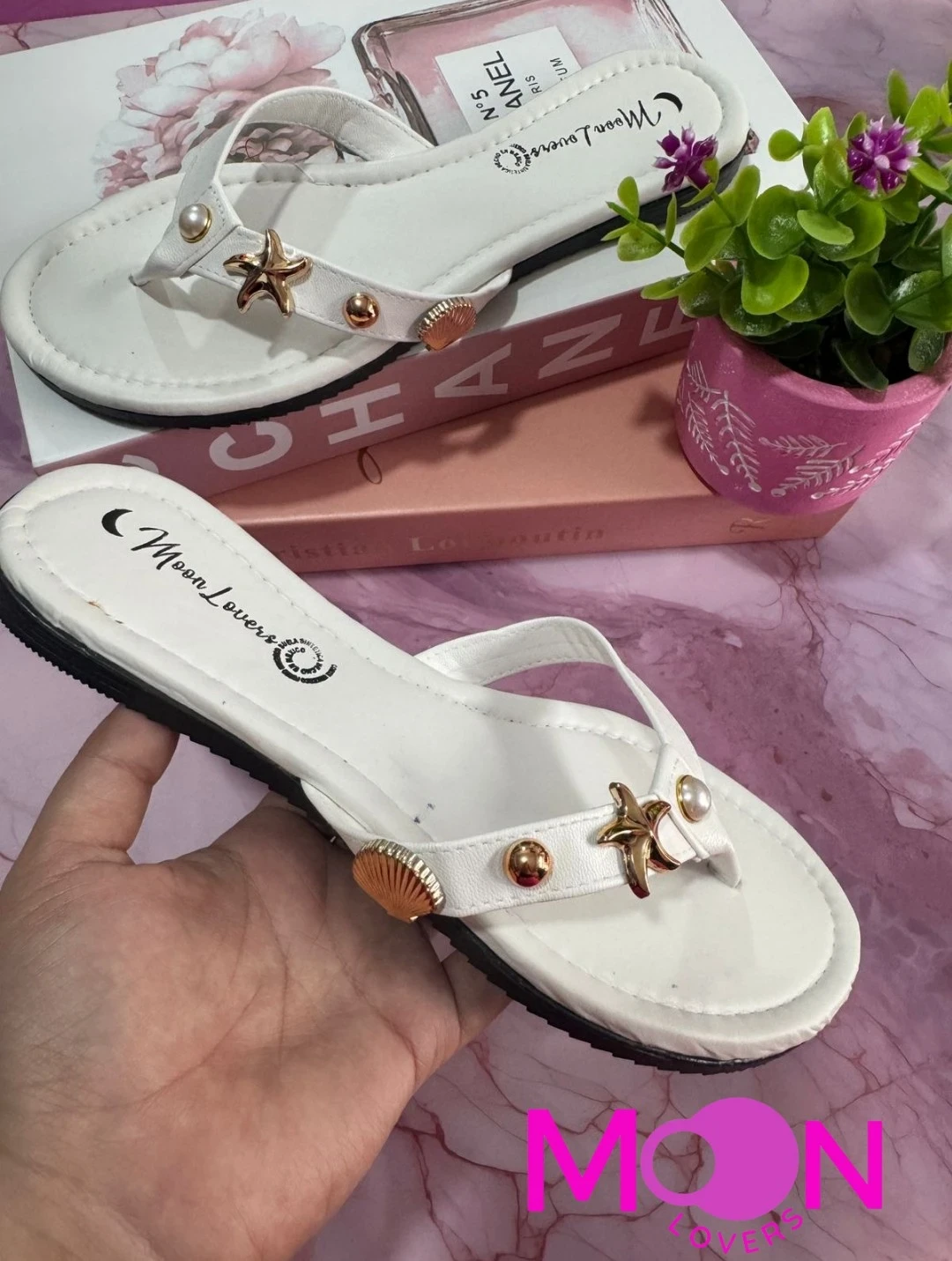 Mod.1033 Mayoreo Sandalia blanca con estoperol mar 
