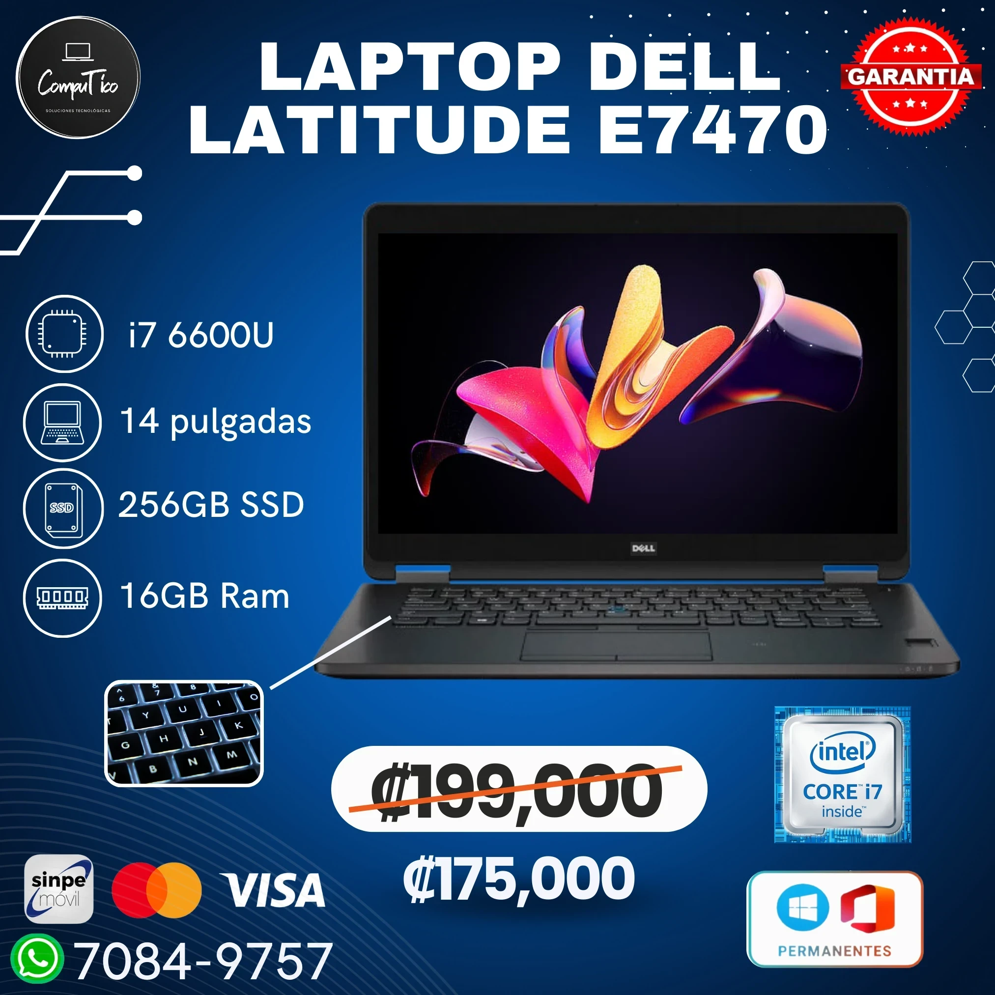 DELL LATITUDE E7470 i7 6600U 256/16GB 14" 