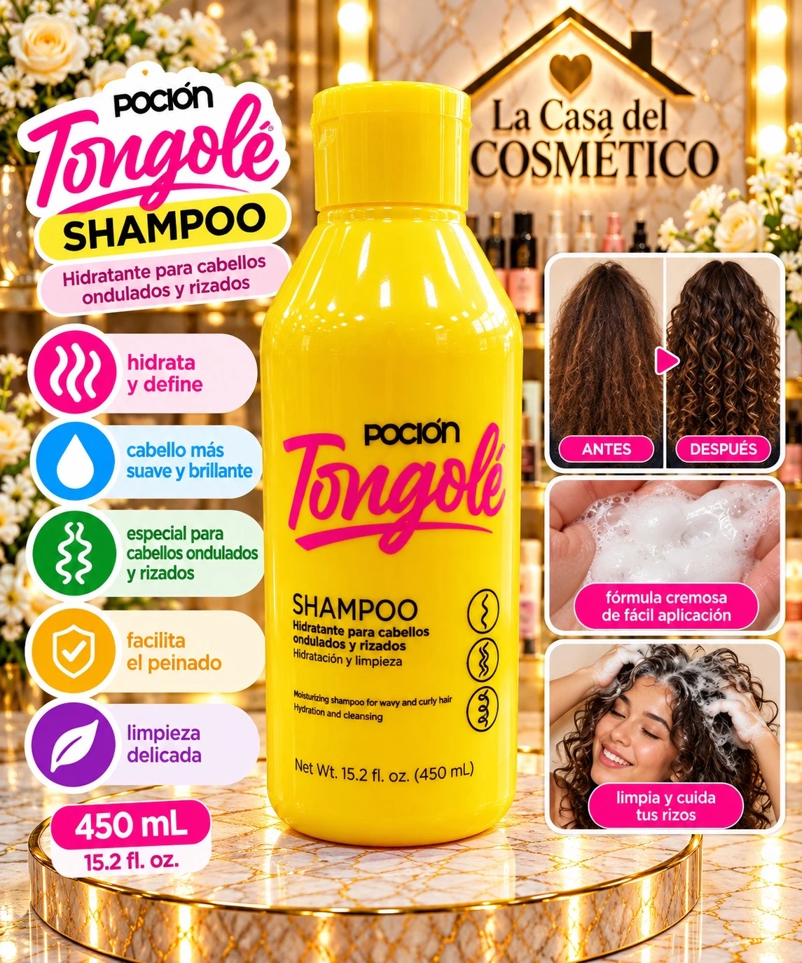 la pocion tongele shampoo rizos & ondulados 450ml