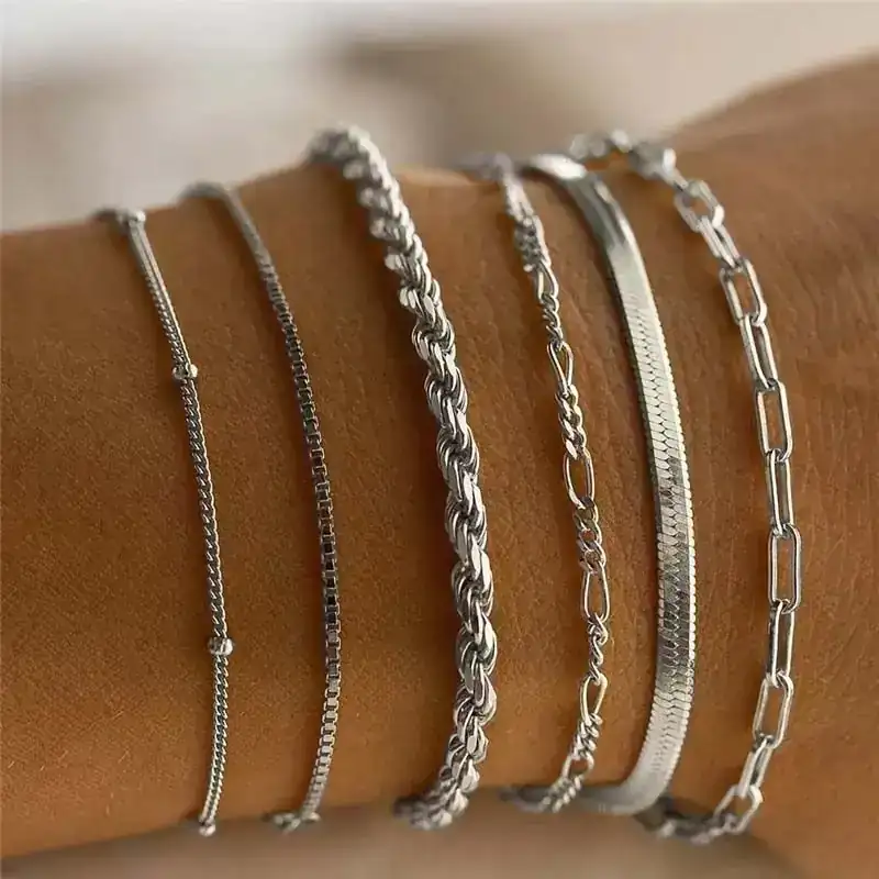 Set x6 Pulseras Giroya Plateados REF: G12 2
