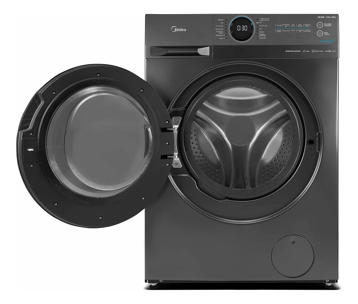 Lavasecarropas Midea Inverter Smart 12 Kg Mf200d120b/t-a1 Color Gris oscuro 3