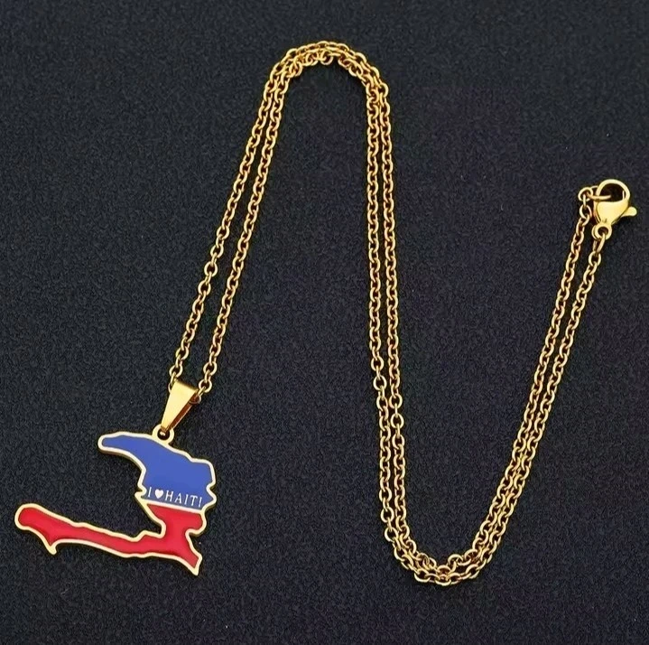 Collar de 50cm con diseño de mapa de Haití, 2