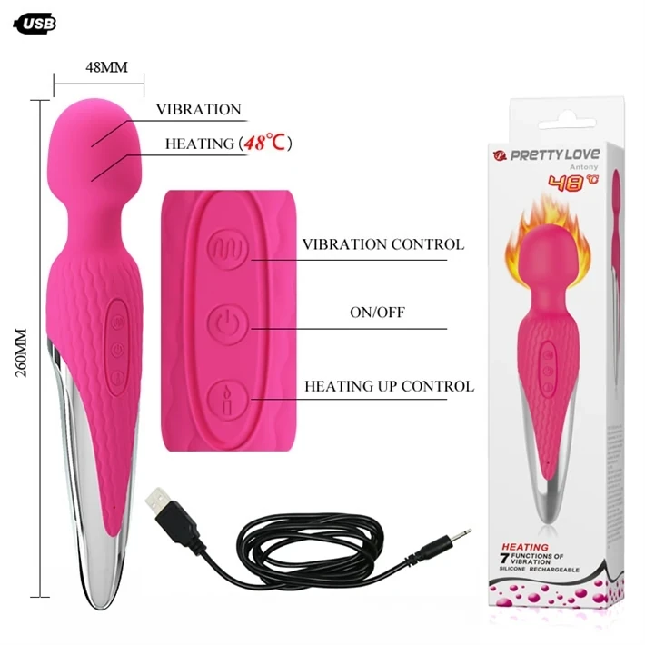 Vibrador microfono. Con 48 grados de calor en la cabeza. 7 funciones. Carga USB