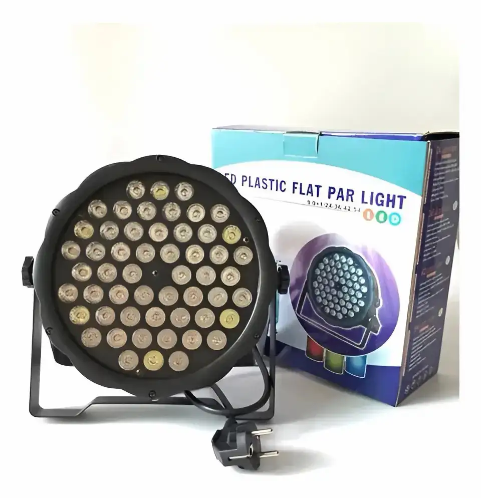 Luz Led Disco Reflector 54 Led Rgb Dmx Discoteque PRECIO POR MAYOR: 250BS Y 4X940BS  PEDIDOS: 69442828  La Luz Led Disco Reflector 54 Led Rgb Dmx Discoteque es la opción ideal para animar cualquier evento o fiesta. Con su potente salida de 18.0 W y 54 luces LED, esta luz transformará el ambiente con espectaculares patrones multicolores en RGBW. Diseñada específicamente para discotecas y ambientes festivos, proporciona efectos dinámicos y vibrantes que garantizan una experiencia visual inolvidable. El control DMX te permitirá gestionar la iluminación de forma precisa y profesional, ideal para DJs y organizadores de eventos. Además, cuenta con una función strobo que añade un toque extra de energía, siendo perfecta para crear momentos destacados en la pista de baile. Con un diseño compacto de 25.0 cm en largo y ancho, y un peso de 1.5 kg, su instalación es sencilla y versátil. Esta luz no solo destaca por su rendimiento, sino también por su duración, asegurando que puedas disfrutar de su creatividad luminosa por mucho tiempo. Ya sea para fiestas privadas, presentaciones o eventos especiales, la Luz Led Disco es la herramienta perfecta para lograr un espectáculo visual que mantenga a todos en movimiento.
