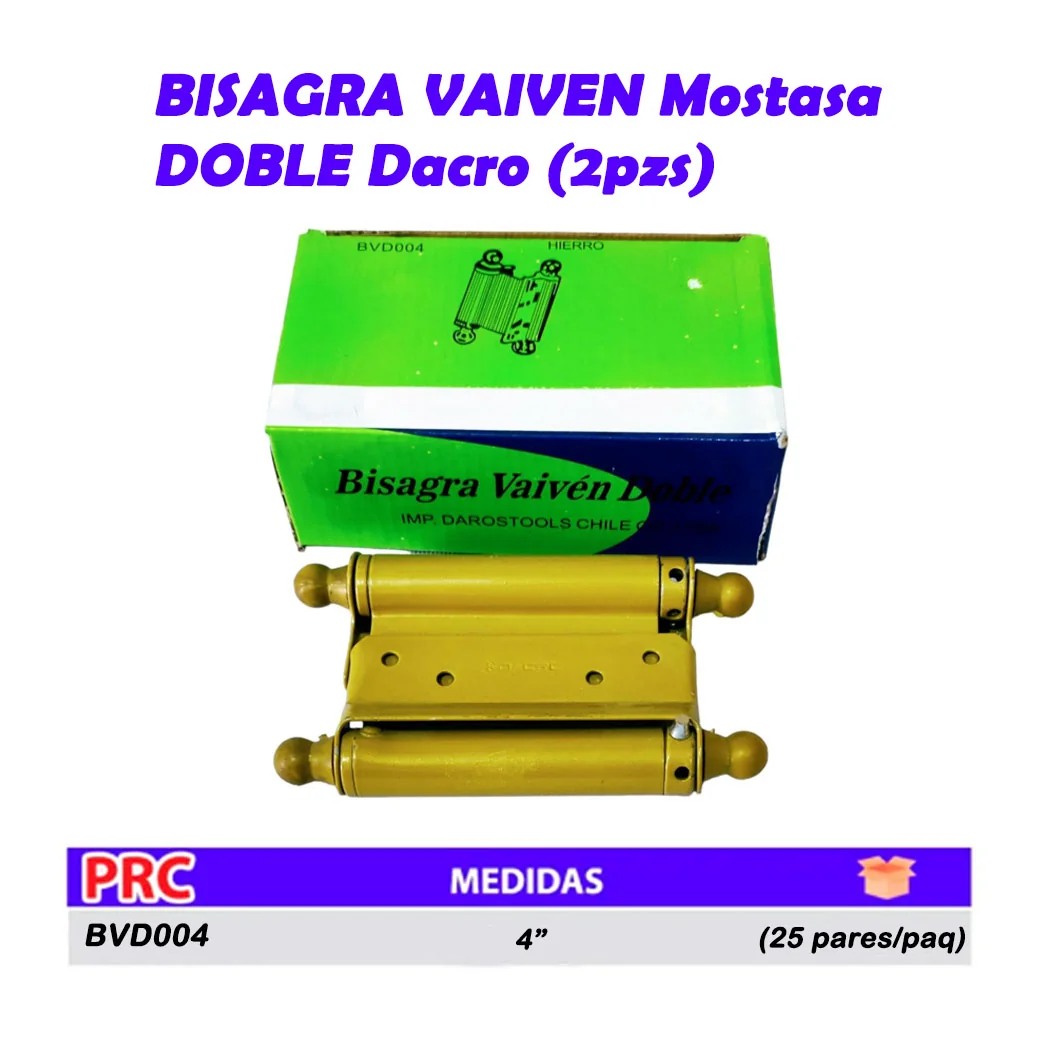 BISAGRA VAIVEN Mostasa DOBLE Dacro (2pzs) 4"