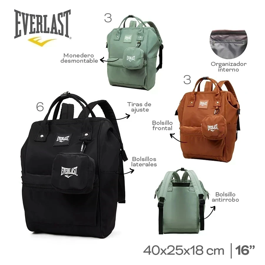 MOCHILA EVERLAST CON MONEDERO NYLON 22577