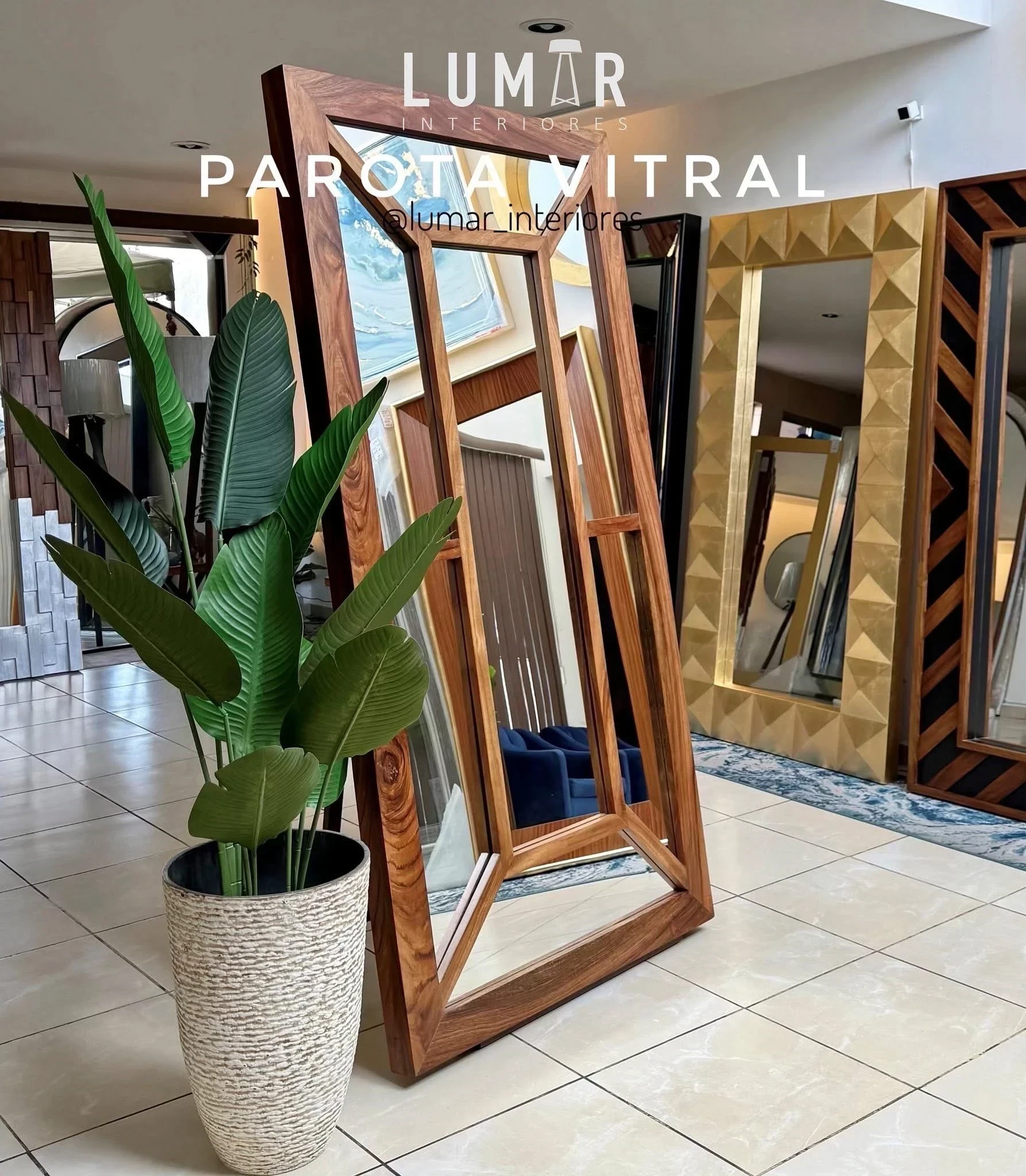 ESPEJO PAROTA VITRAL 200x100cm Madera Solida 